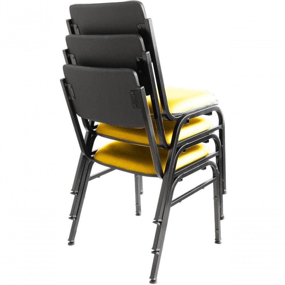 Kit Com 3 Cadeiras Para Auditórios Linha Hotel Smart Amarelo - 3