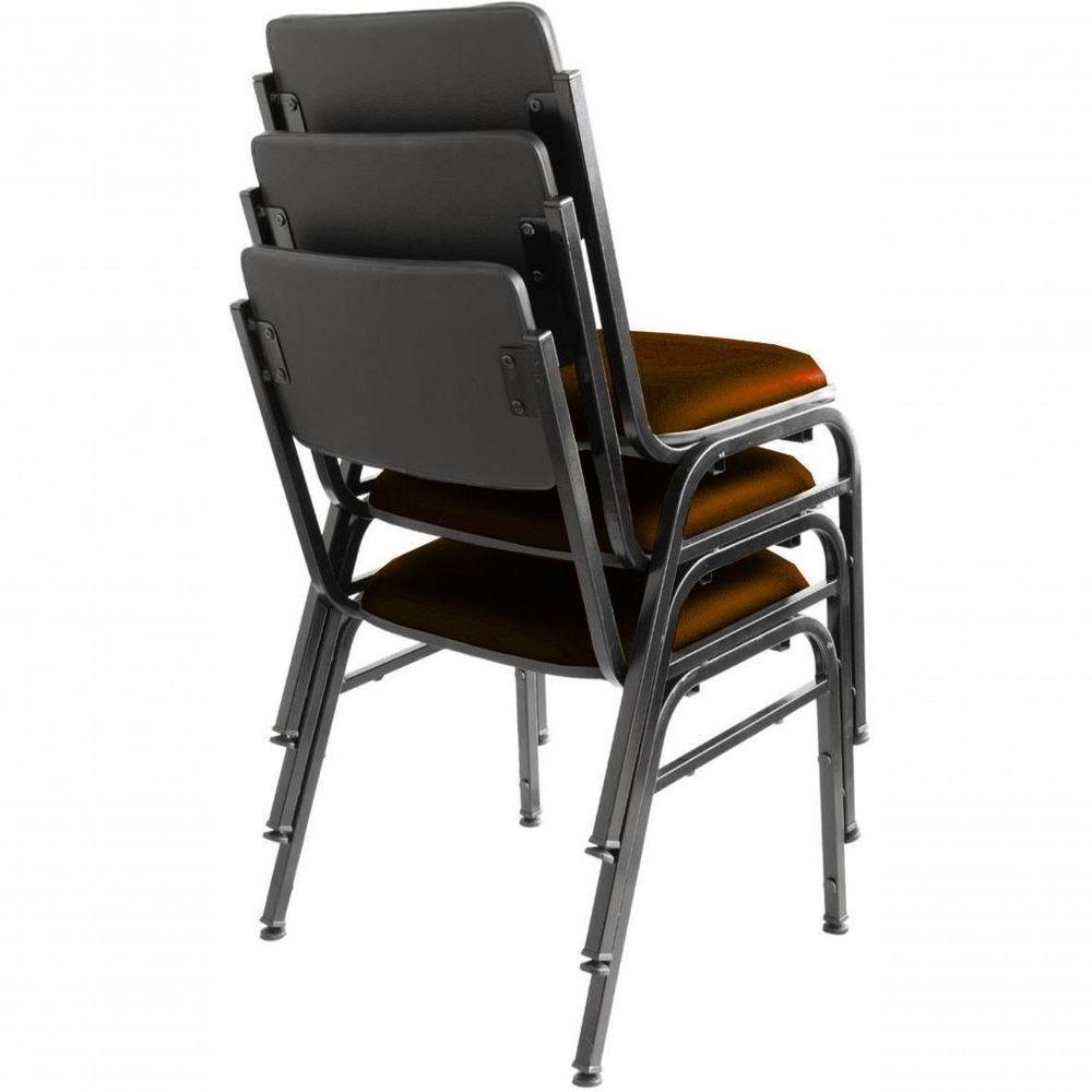 Kit Com 3 Cadeiras Para Auditórios Linha Hotel Smart Marrom - 3