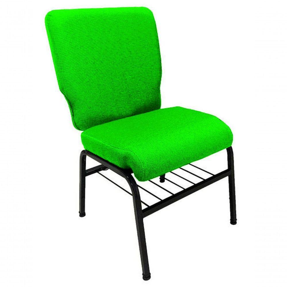 01 Cadeira Para Igrejas C/ Porta Biblía E Porta Cálice Verde - 1