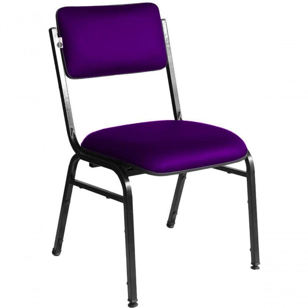Kit Com 3 Cadeiras Para Auditórios Linha Hotel Smart Roxo - 1