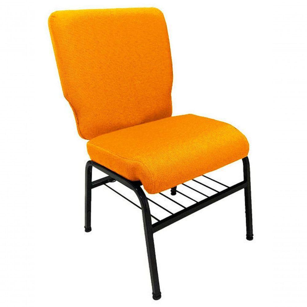 01 Cadeira Para Igrejas C/ Porta Biblía E Porta Cálice Laranja - 1