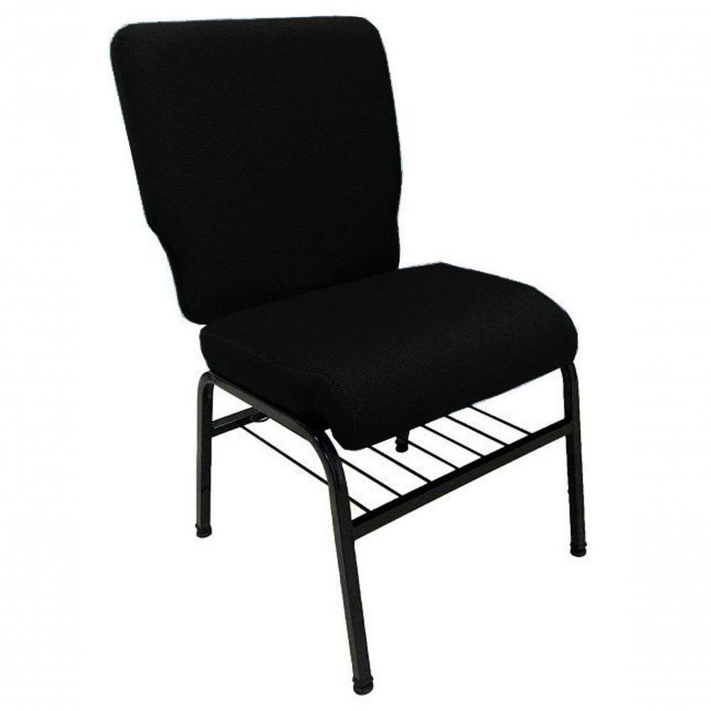 01 Cadeira Para Igrejas C/ Porta Biblía E Porta Cálice Preto - 1