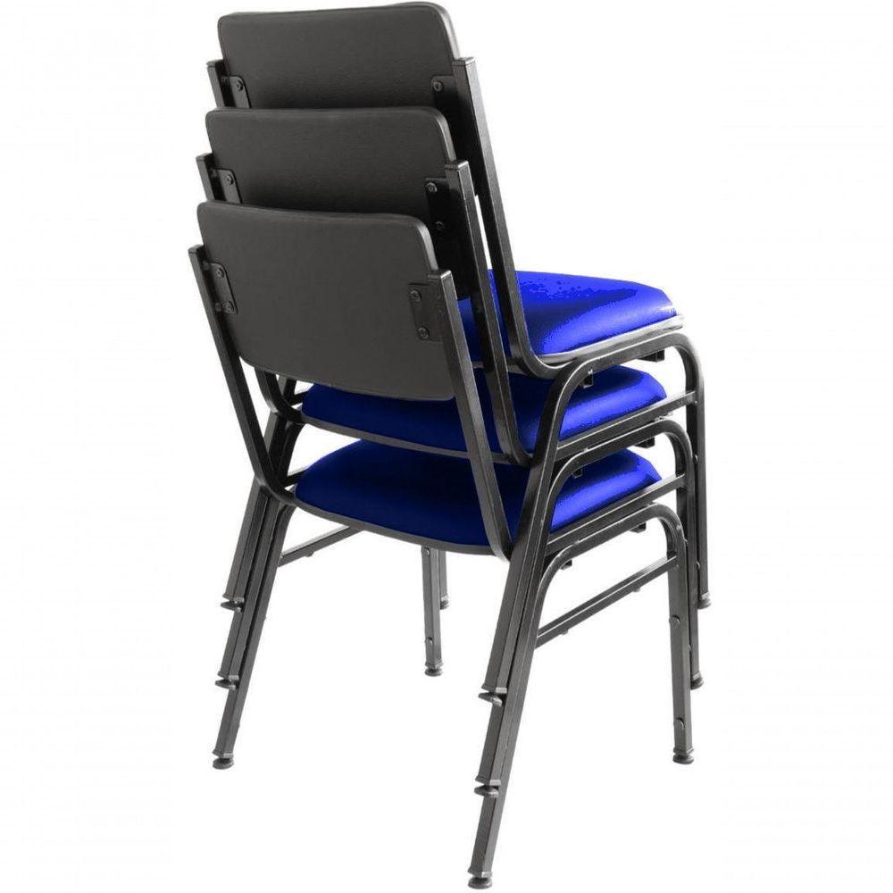 Kit Com 3 Cadeiras Para Auditórios Linha Hotel Smart Azul - 3