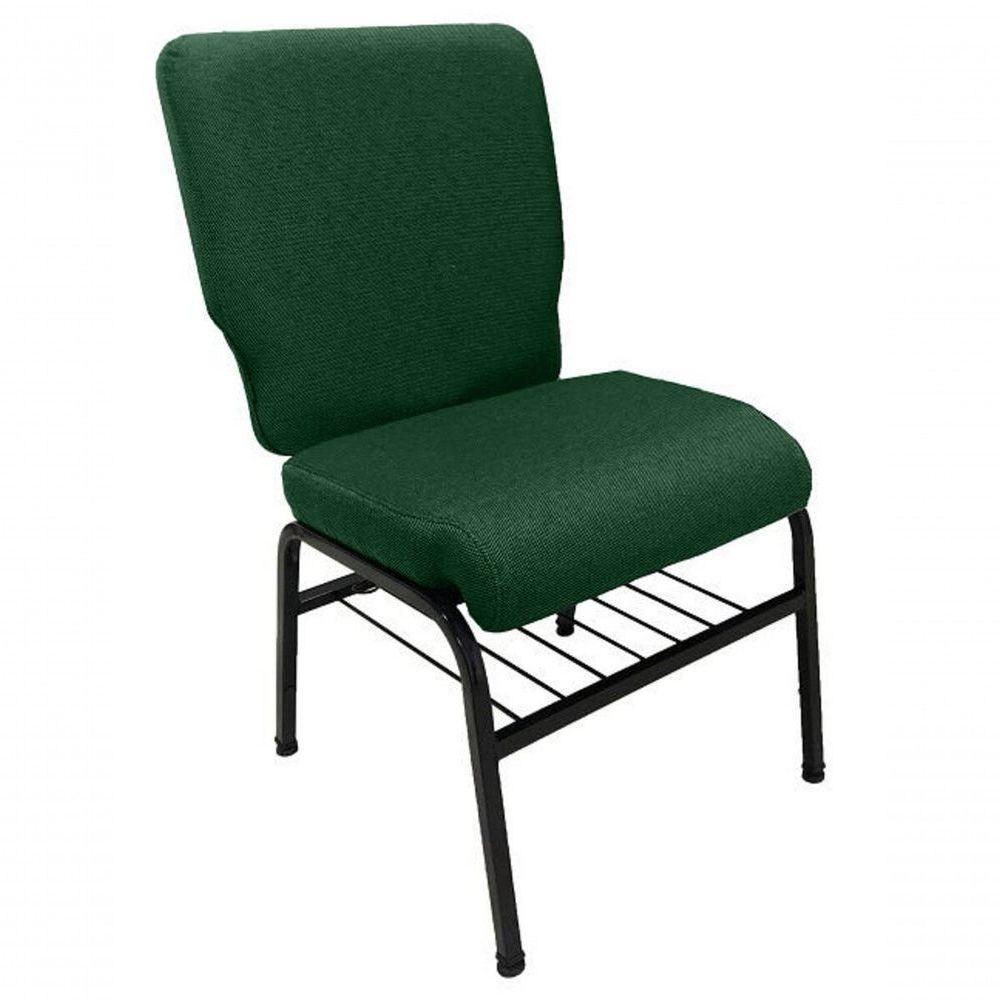 01 Cadeira Para Igrejas C/ Porta Biblía E Porta Cálice Verde - 1