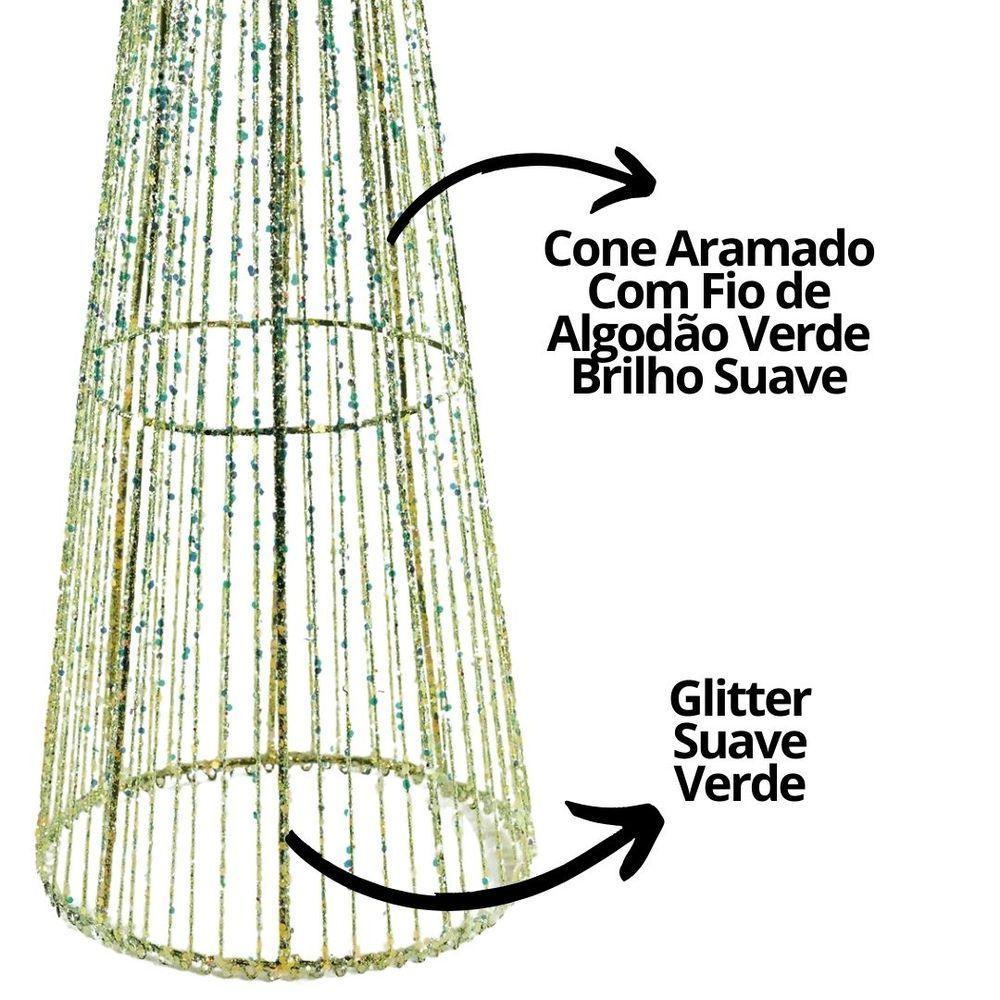 Árvore Cone Aramado Verde Line Algodão Brilho Suave 60cm - Magizi - 2