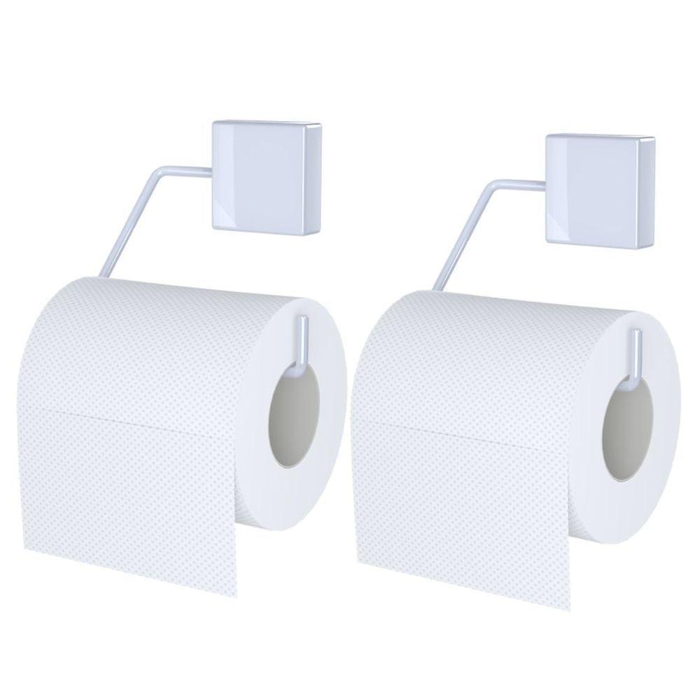Kit 2 Suportes Para Papel Higiênico Aço Exclusive Branco - Dicarlo - 1