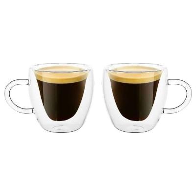 Conjunto 2 Xícaras Café Parede Dupla Vidro Borossilicato Modern 80ml - Lyor