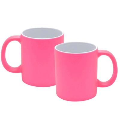 Kit 2 Canecas Porcelana Luminus Rosa Fluorescente 350ml - Lyor