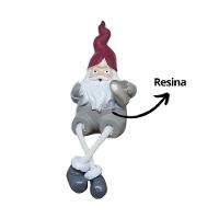 Enfeite Resina Mini Papai Noel Estilizado Sentado 11cm Cinza E Vinho - Magizi - 2