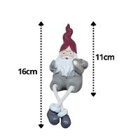 Enfeite Resina Mini Papai Noel Estilizado Sentado 11cm Cinza E Vinho - Magizi - 3