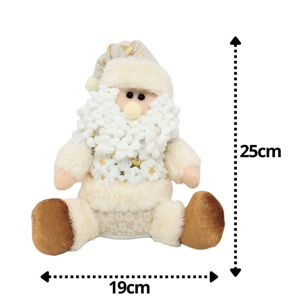 Papai Noel Sentado Pelúcia Star Gold Champanhe 25cm - Magizi - 3