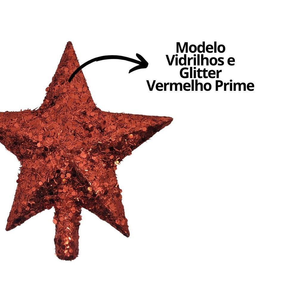 Kit Ponteira Estrela Vitril Vermelha E Dourada 15cm 2 Peças - Magizi - 4