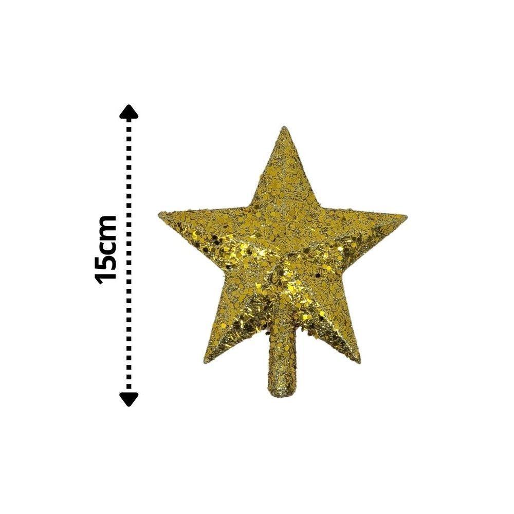 Kit Ponteira Estrela Vitril Vermelha E Dourada 15cm 2 Peças - Magizi - 6