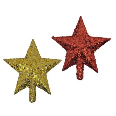 Kit Ponteira Estrela Vitril Vermelha E Dourada 15cm 2 Peças - Magizi