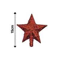 Kit Ponteira Estrela Vitril Vermelha E Dourada 15cm 2 Peças - Magizi - 3