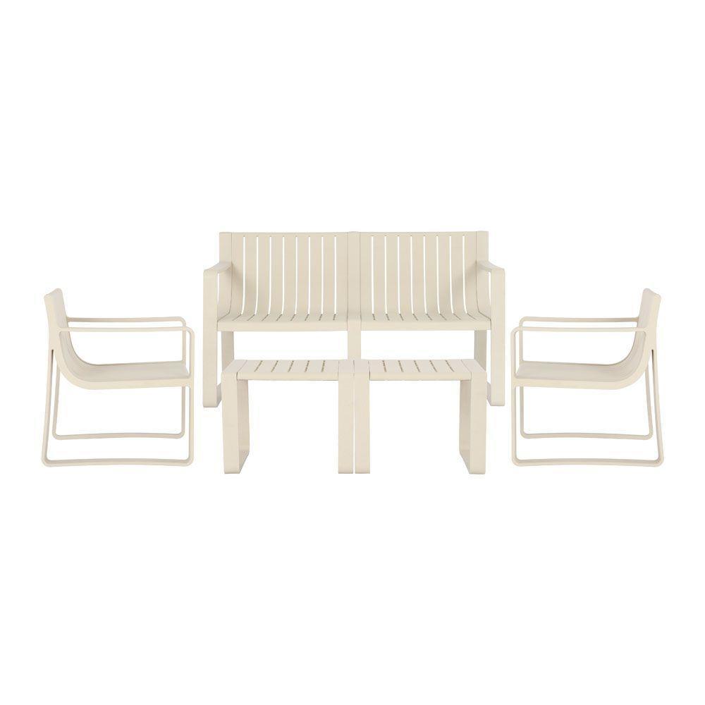 Conjunto 5 Peças área Externa Bahamas 2 Poltronas 2 Mesas De Centro 1 Sofá 120cm Em Fibra Natural Bambu G56 - Gran Belo - 1