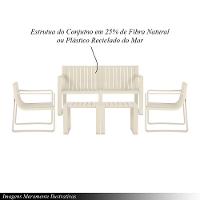 Conjunto 5 Peças área Externa Bahamas 2 Poltronas 2 Mesas De Centro 1 Sofá 120cm Em Fibra Natural Bambu G56 - Gran Belo - 6