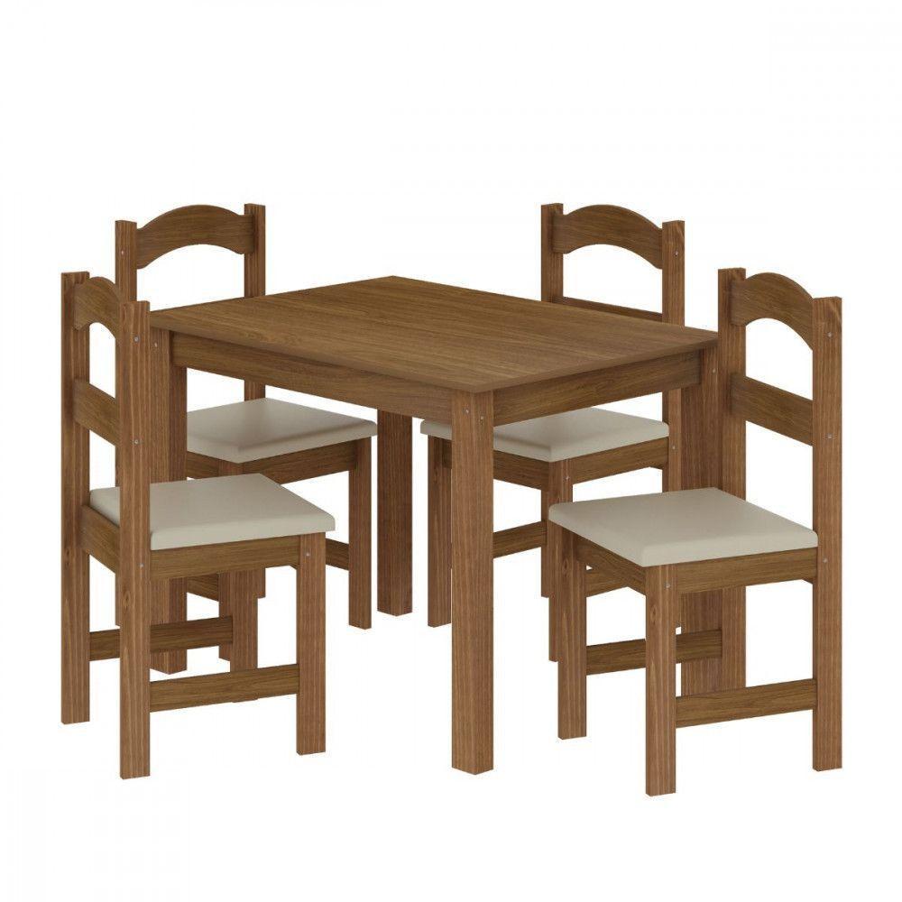 Mesa Arauna Com 4 Cadeiras Primavera Freijo/bege - 3