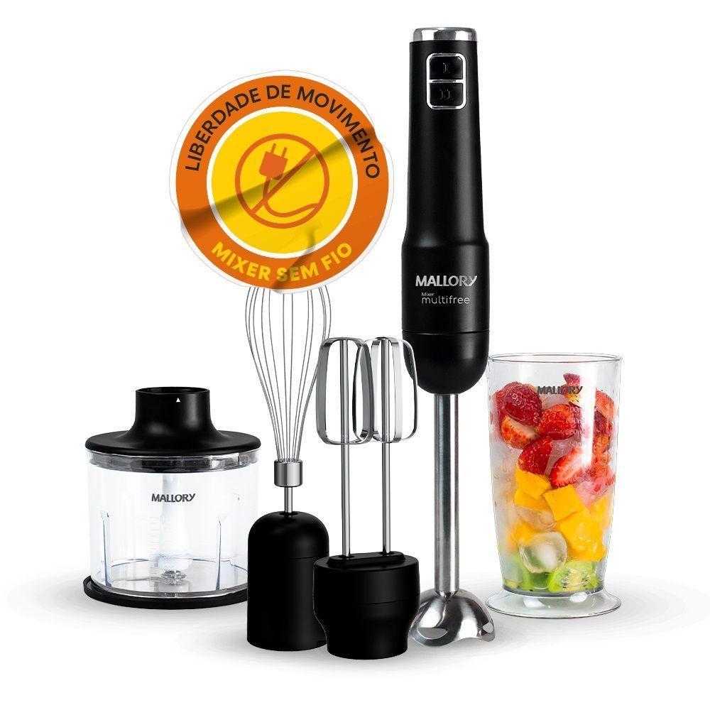 Mixer Mallory Multifree 4 em 1 Sem Fio 150W Preto com Prata Bivolt - 5
