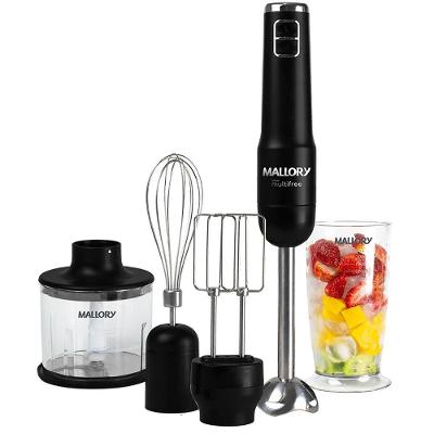 Mixer 4 em 1 sem Fio Mallory Multifree 150W 2 Velocidades Preto com Prata Bivolt