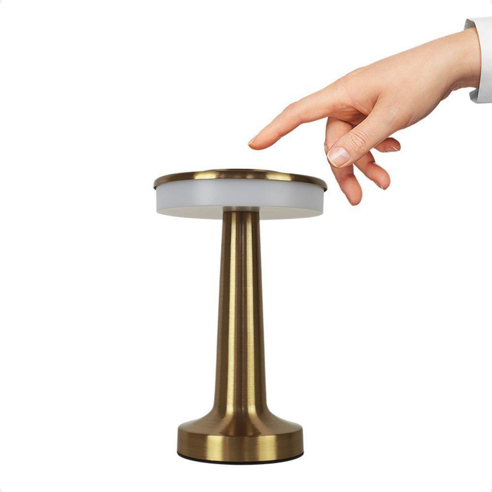 Luminária Abajur Mesa Led Pharos Dimerizável S/ Fio Recarregável Ouro Taschibra - 4