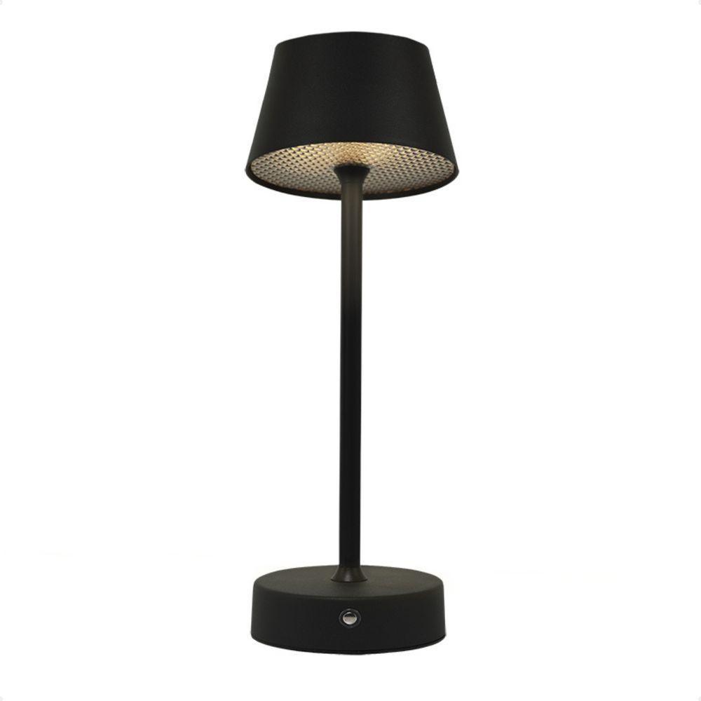 Luminária Abajur Mesa Led Louvre Touch Recarregável Preto - 1