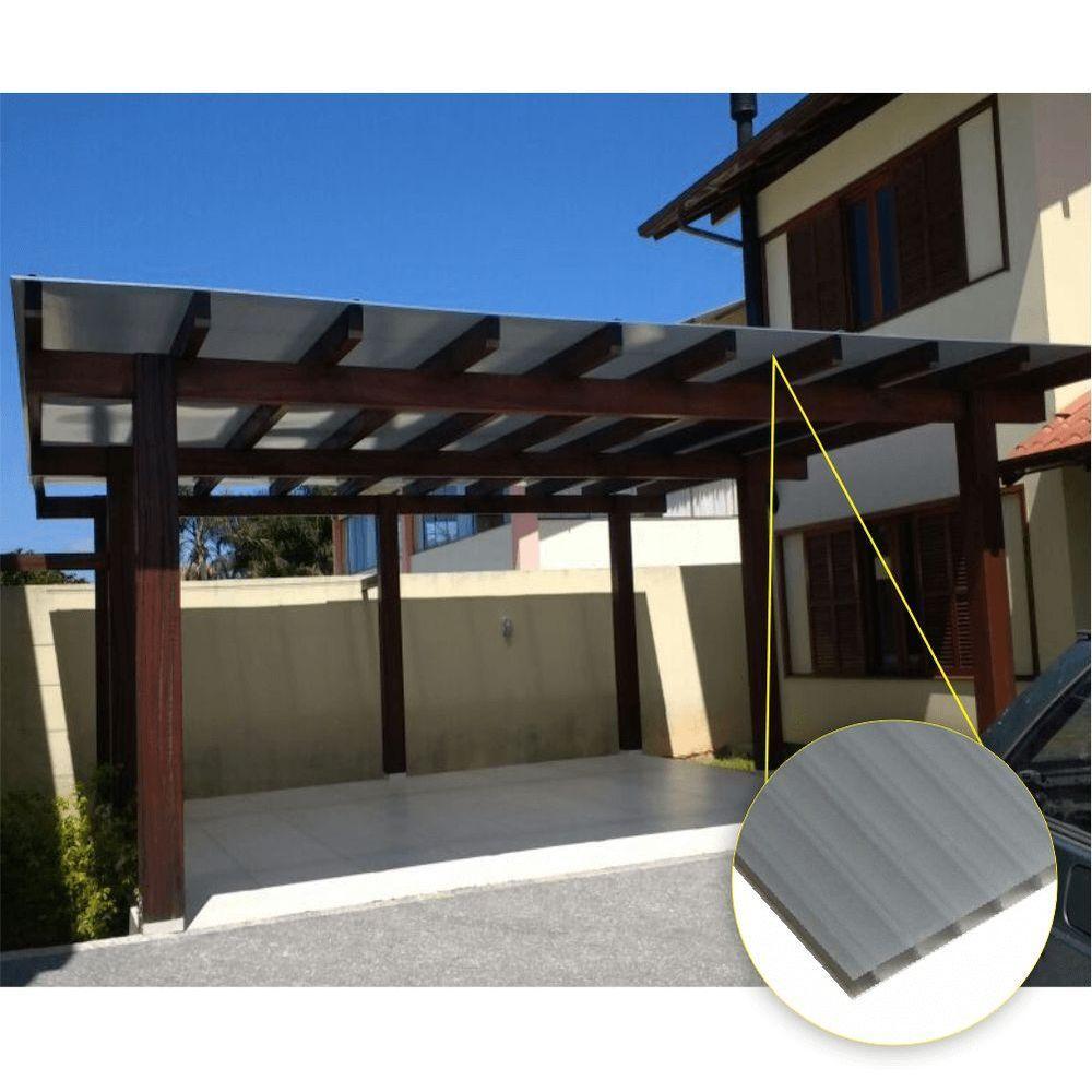 Chapa De Policarbonato Alveolar Cinza Refletivo 6mm - 2,10m X 6,00m - Polygal - 2