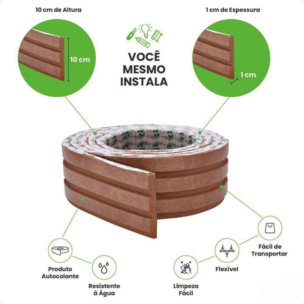 Painel Ripado Laminado Autocolante Flexível Amadeirado 10mt Bronze Com Textura Amadeirado - 4