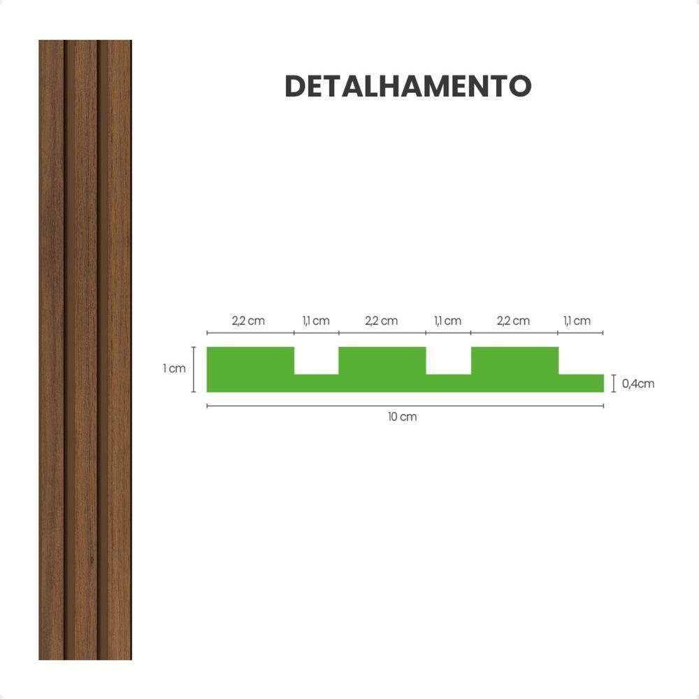 Painel Ripado Laminado De Eva Autocolante Flexível Rolo 5mt Madeto Nogueira Natural - 3