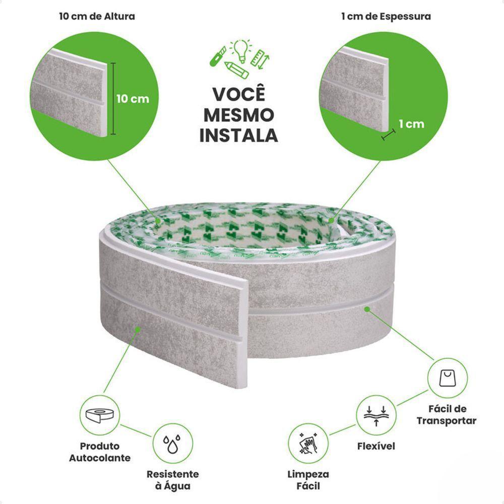 Painel Ripado Laminado De Eva Autocolante Flexível Rolo 10m White Com Textura | Branco - 5