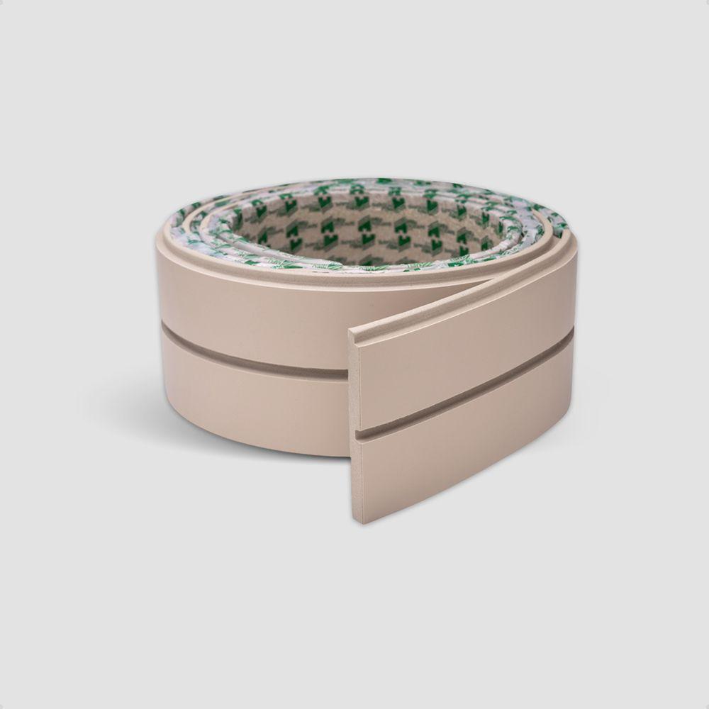 Painel Ripado Laminado De Eva Autocolante Flexível Rolo 5m Creme - 2