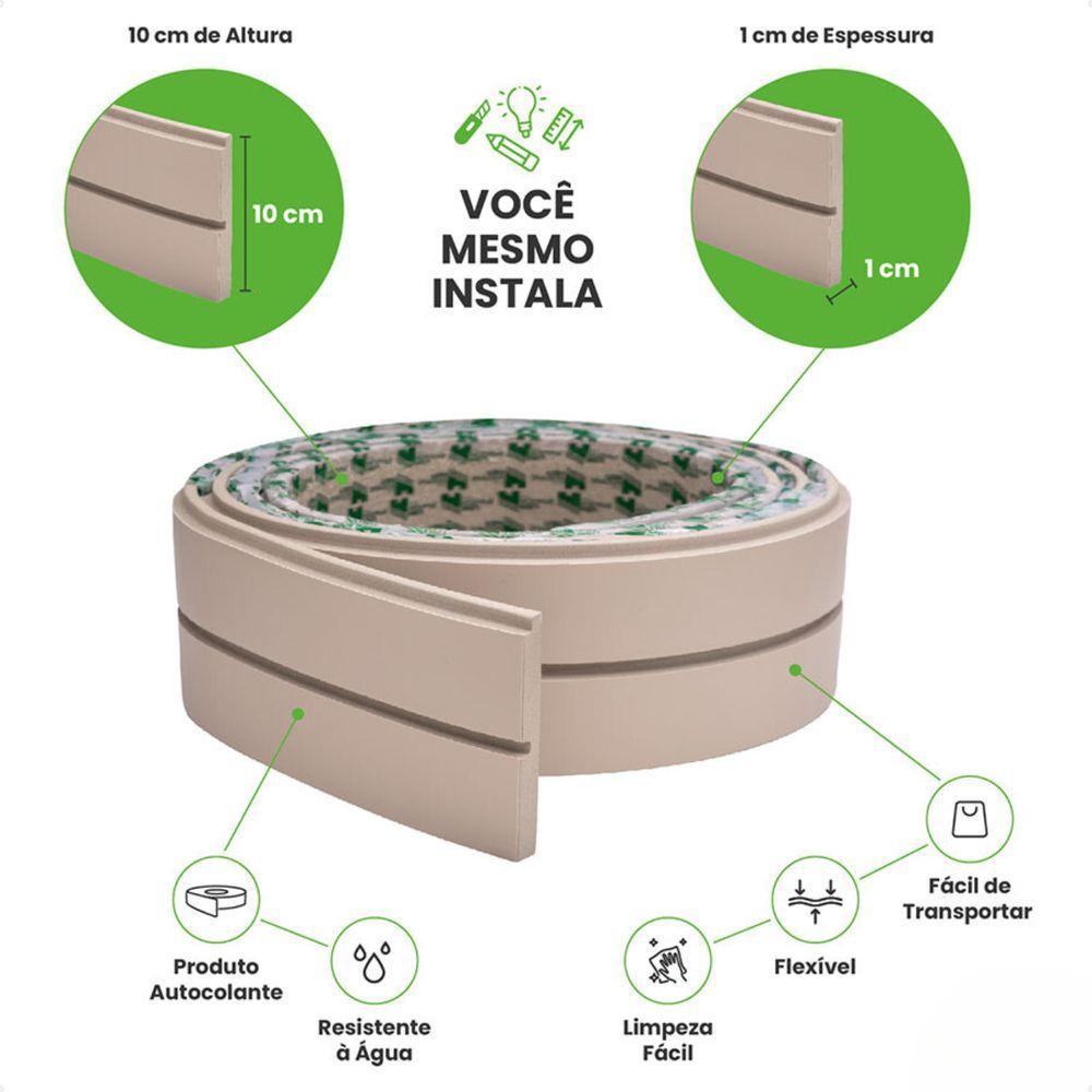 Painel Ripado Laminado De Eva Autocolante Flexível Rolo 5m Creme - 4