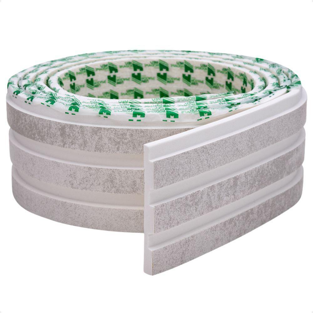 Painel Ripado Laminado De Eva Autocolante Flexível Rolo 10mt White Com Textura | Branco - 1