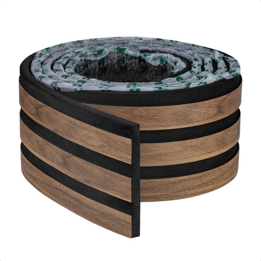 Painel Ripado Laminado De Eva Autocolante Flexível Rolo 5mt Madeto Nogueira Intenso - 1