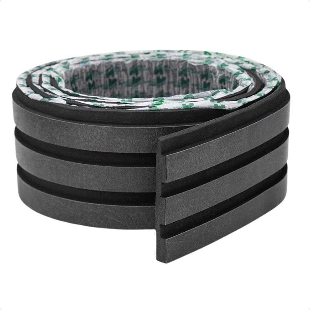 Painel Ripado Laminado De Eva Autocolante Flexível Rolo 10mt Black Com Textura | Preto - 1