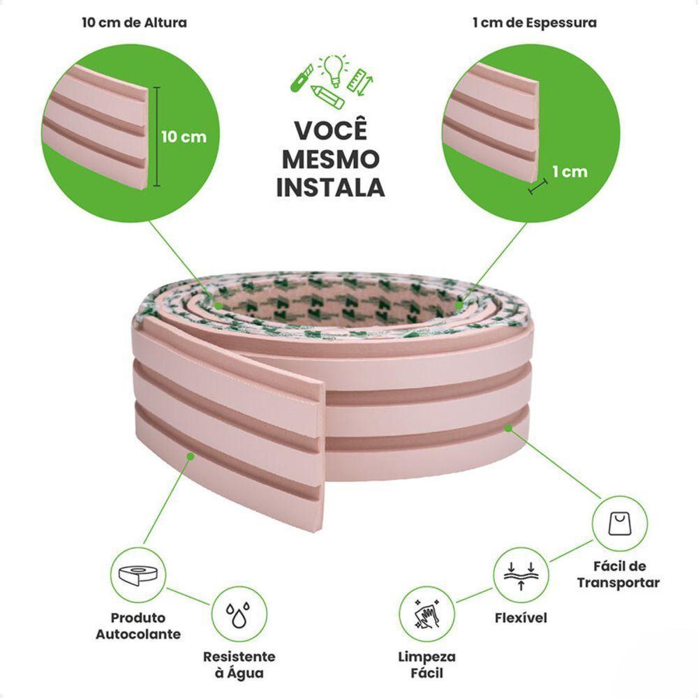 Painel Ripado Laminado De Eva Autocolante Flexível Rolo 10mt Rosa - 2