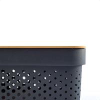 Caixa Organizadora Poá Com Tampa De Bambu Oikos Multiuso Cinza - 2