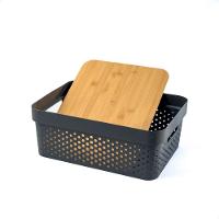Caixa Organizadora Poá Com Tampa De Bambu Oikos Multiuso Cinza - 5