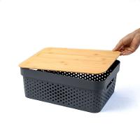 Caixa Organizadora Poá Com Tampa De Bambu Oikos Multiuso Cinza - 6
