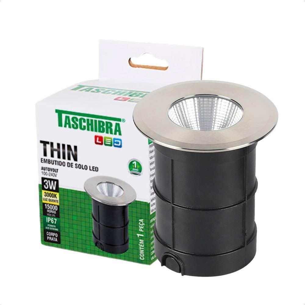 Embutido De Solo Led Taschibra Thin 3w Redondo Bivolt Prata - 1