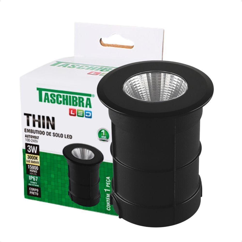 Embutido De Solo Led Taschibra Thin 3w Redondo Bivolt Preto - 1