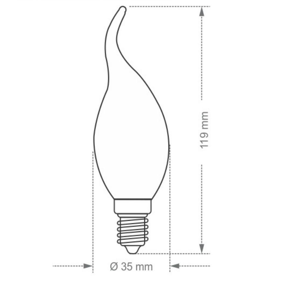 Lâmpada Led Filamento Vela Bico Torcido B35 âmbar E14 Taschibra 110v - 2