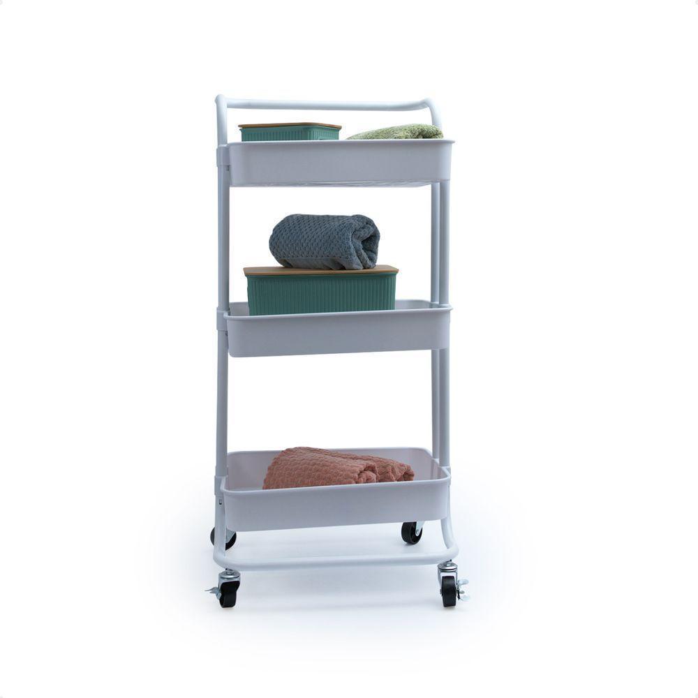 Carrinho Organizador Oikos Multiuso Com 3 Prateleiras Branca - 1