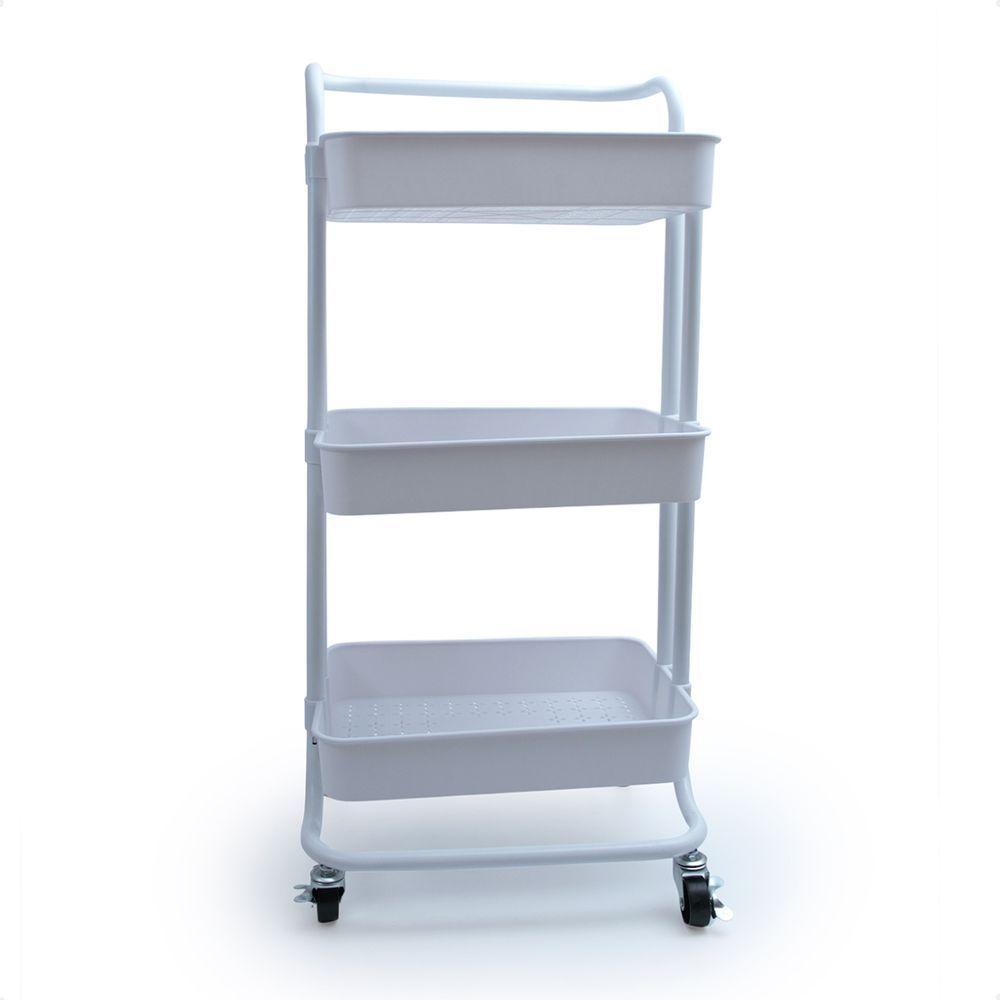 Carrinho Organizador Oikos Multiuso Com 3 Prateleiras Branca - 8