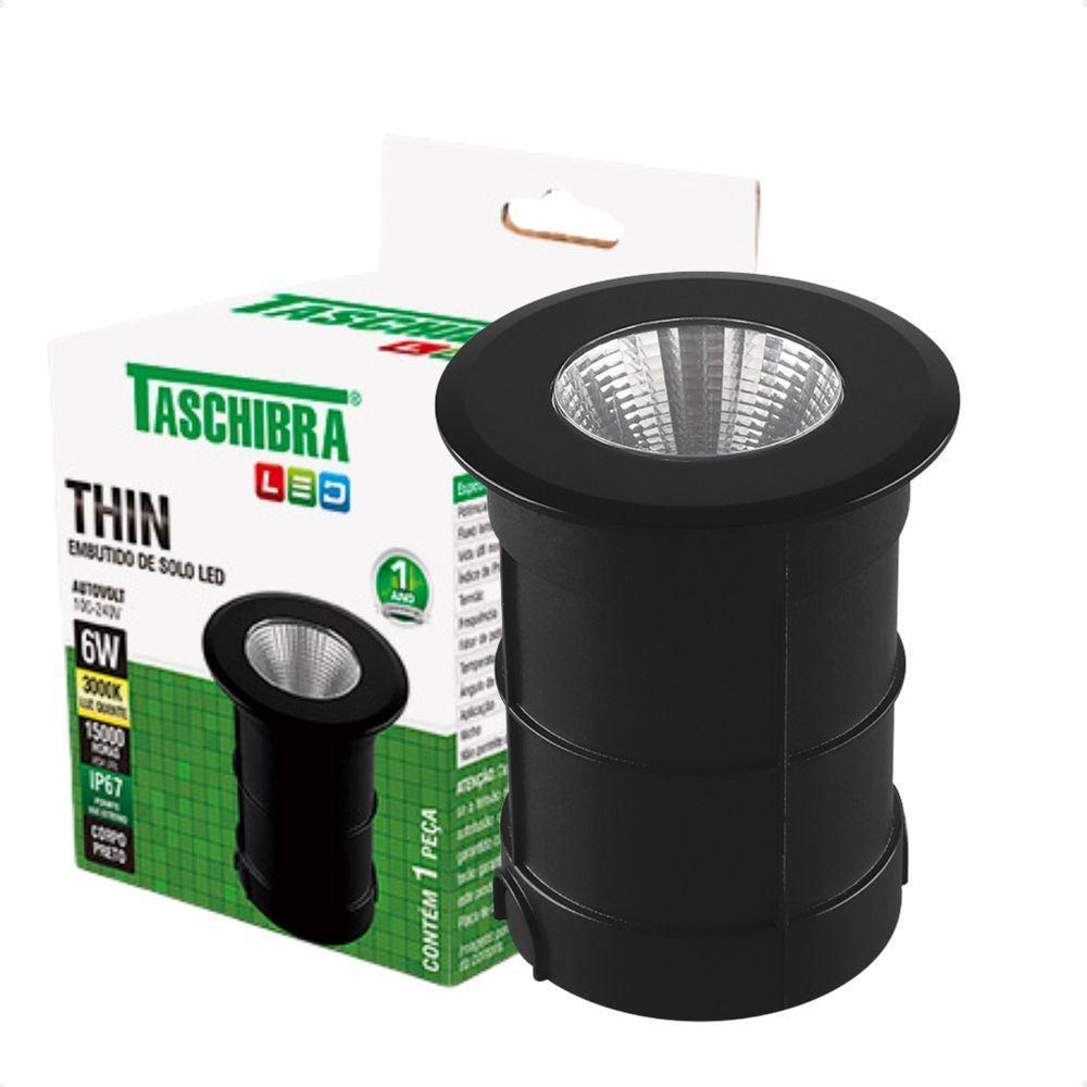 Embutido De Solo Led Taschibra Thin 6w Redondo Bivolt Preto - 1