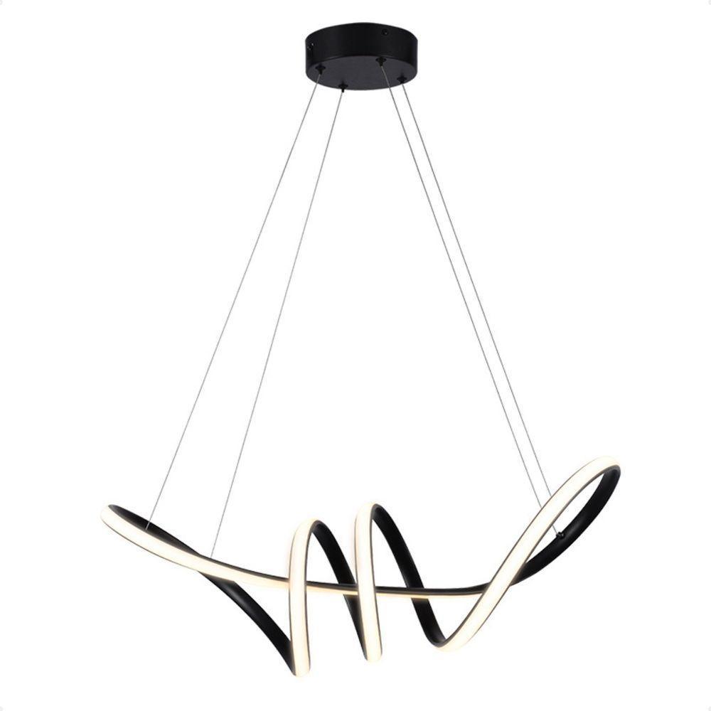 Pendente Led Moderno Taschibra Loop 38w Luz Quente 3000k Bivolt Preto - 1