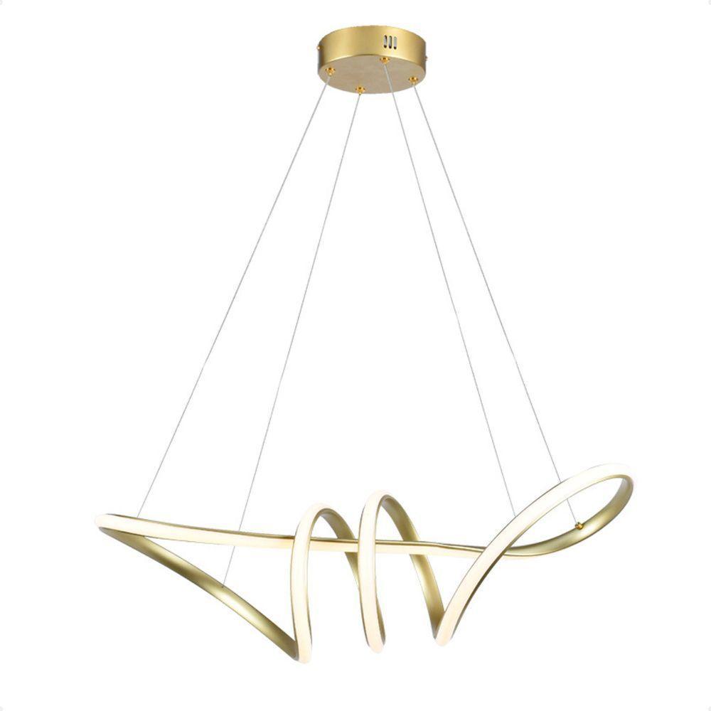 Pendente Led Moderno Taschibra Loop 38w Luz Quente 3000k Bivolt Ouro - 1