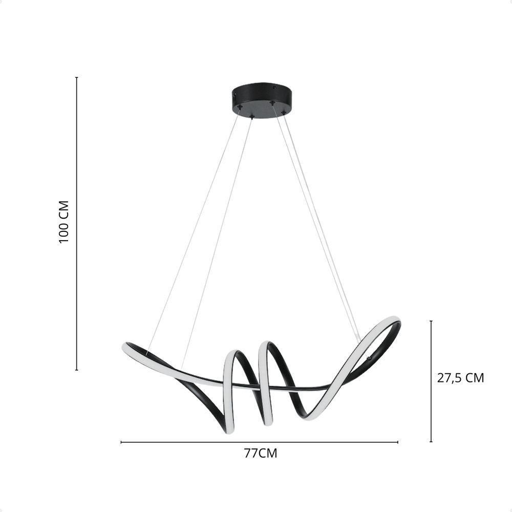 Pendente Led Moderno Taschibra Loop 38w Luz Quente 3000k Bivolt Ouro - 2