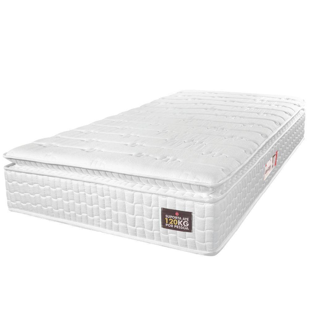 Colchão Solteiro Espuma D33 Pillow Top Van Gogh 88x188x24cm Branco Hellen - Suporta Até 120 Kg Branco - 1