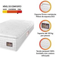 Colchão Solteiro Espuma D33 Pillow Top Van Gogh 88x188x24cm Branco Hellen - Suporta Até 120 Kg Branco - 2